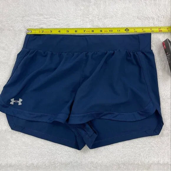 NEW Under Armour Speedpocket Shorts Womens XL Fitted NWT Blue Running Athletic - Picture 8 of 10